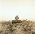Paisaje con tumba ataúd y búho romántico Caspar David Friedrich